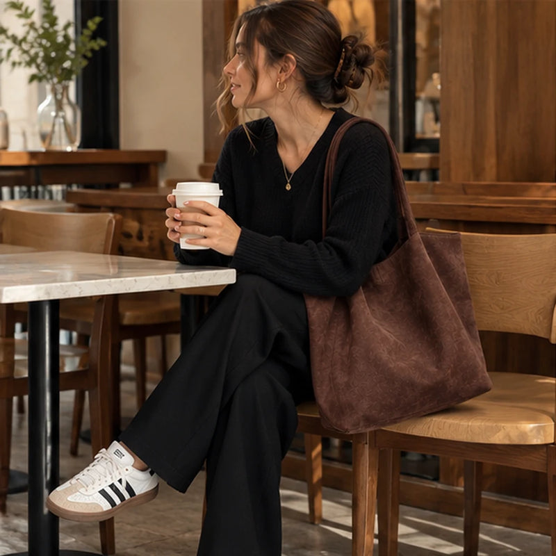 Whipstitch Faux-Suede Tote