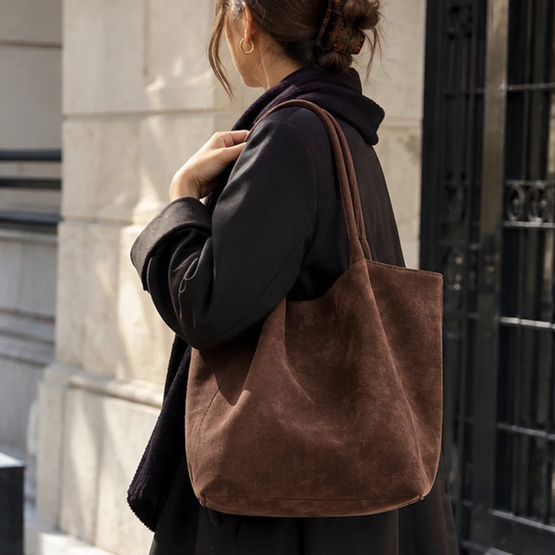 Whipstitch Faux-Suede Tote