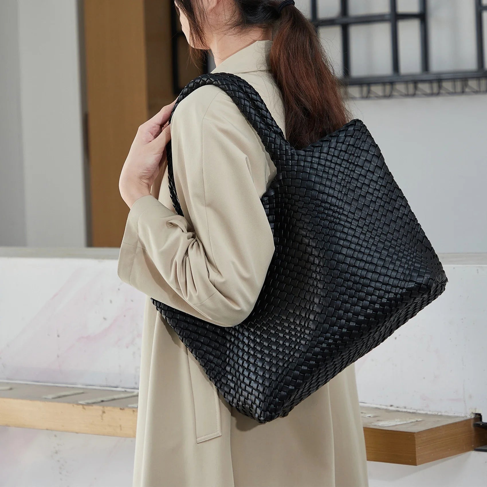 The Everyday Woven Tote - side view