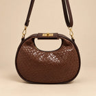 Woven-Texture Half-Moon Top-Handle Bag