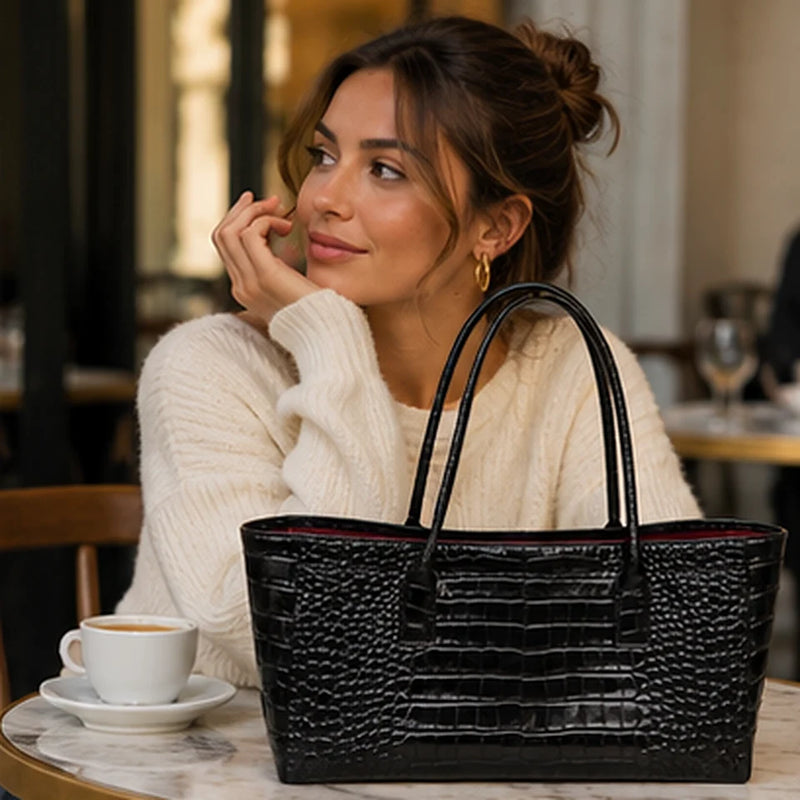 Croc-Embossed Work Tote