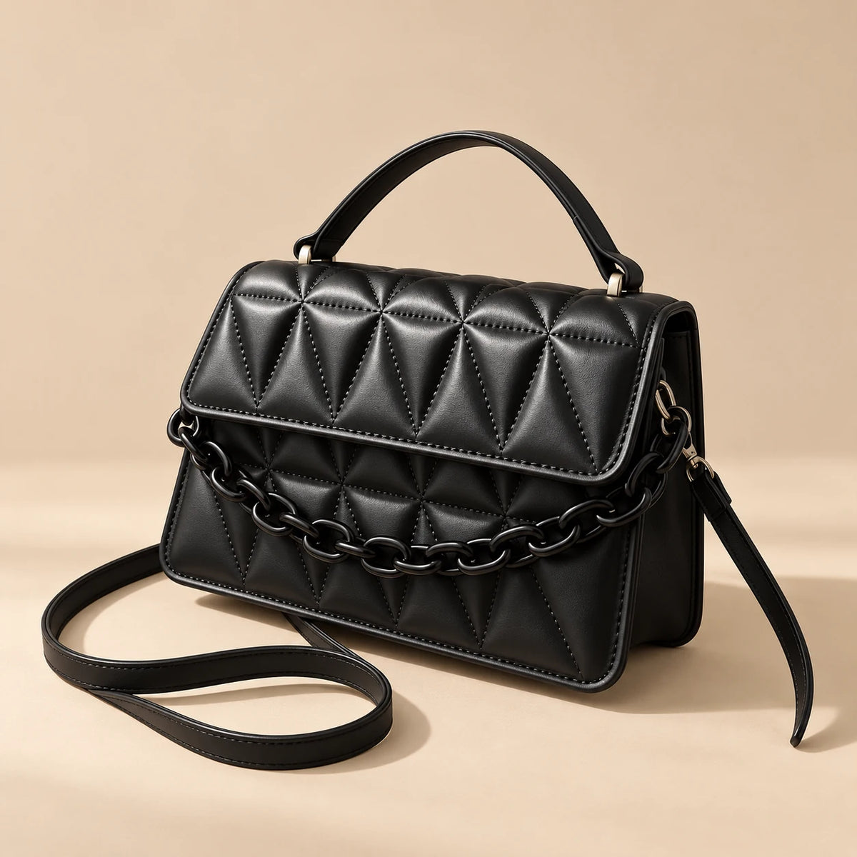 Quilted Chain Flap Crossbody