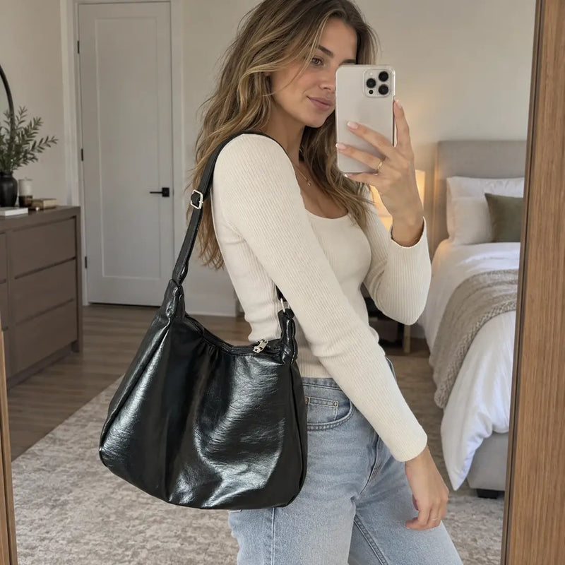 Slouchy Vegan Leather Underarm Hobo