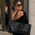 Croc-Embossed Work Tote