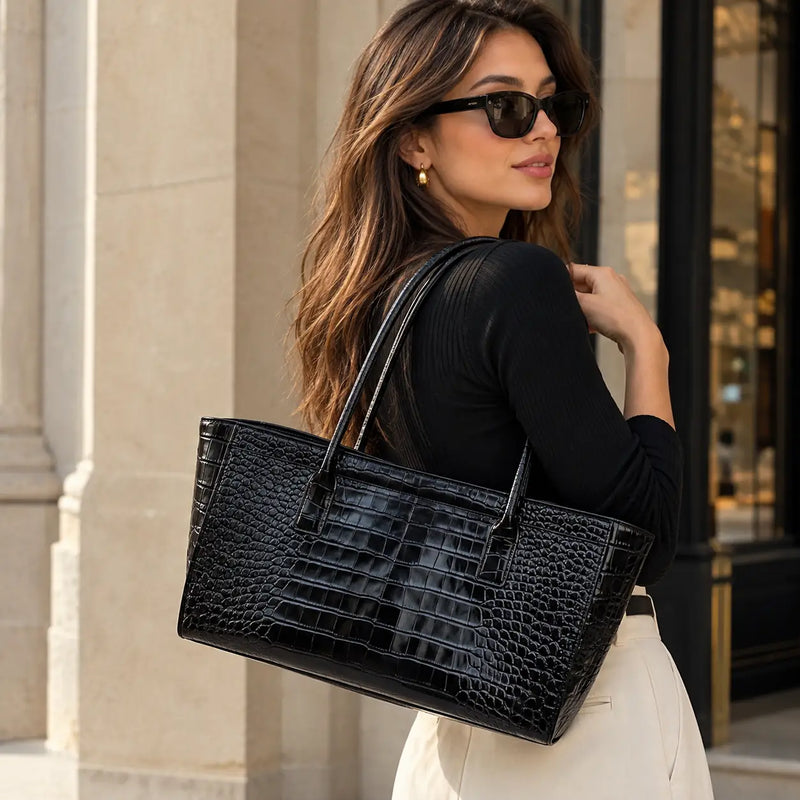Croc-Embossed Work Tote