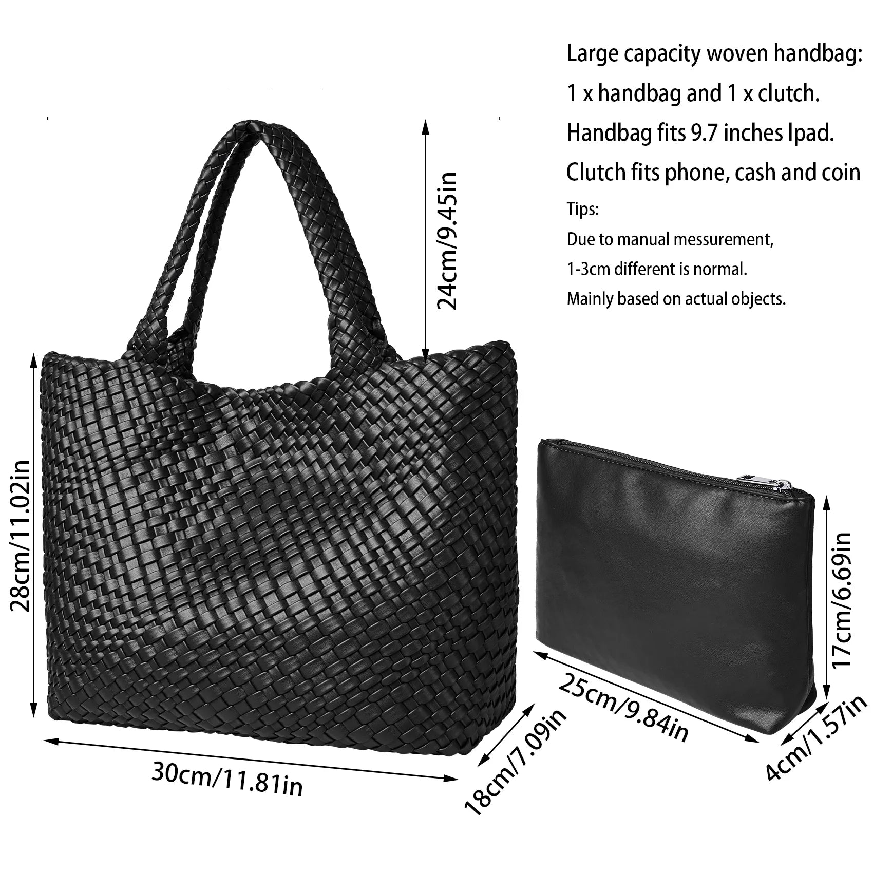 The Everyday Woven Tote - interior pouch