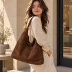 Oversized Faux-Suede Slouchy Shoulder Bag