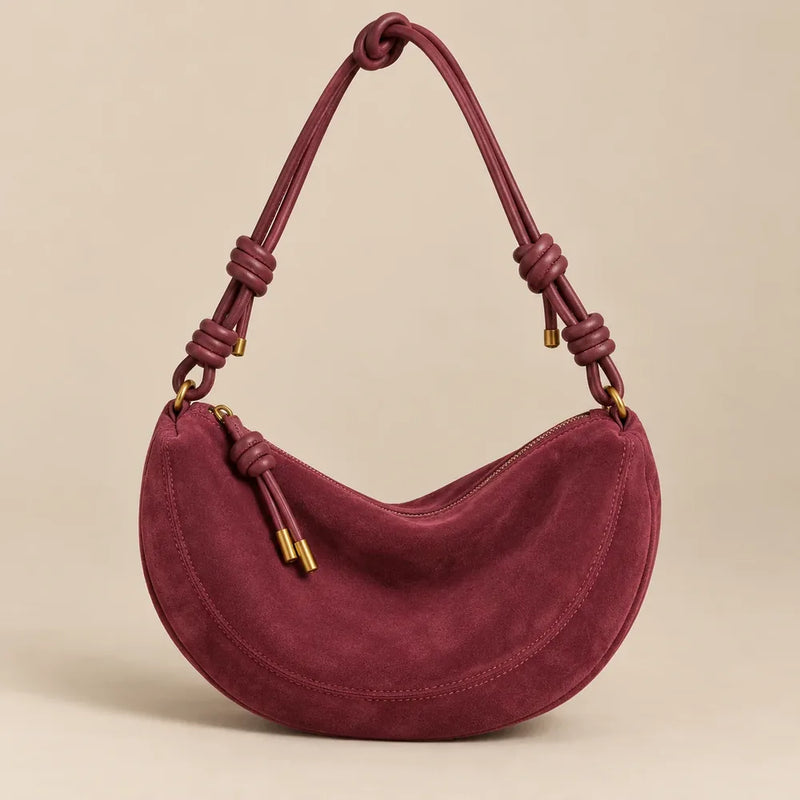 Faux-Suede Knot Crescent Hobo